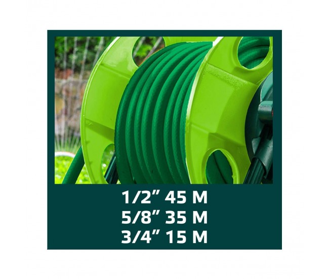 Tambur, rola, pentru furtun gradina, 1/2-45 m, 3/4-15 m, Verto 