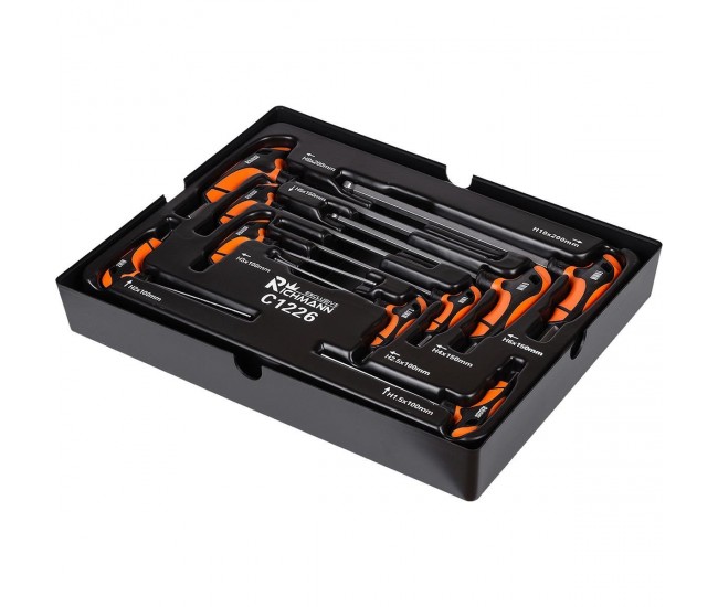 Set chei HEX cu maner TIP T, sertar TIP B (385x290 mm) pentru dulap mobil, 1.5-10 mm, 9 buc, RICHMANN EXCLUSIVE
