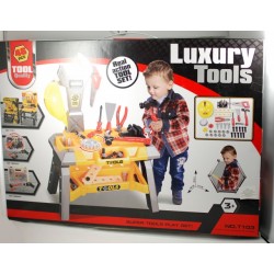 Banc de scule copii - Jucarie cu o multime de accesorii si casca de protectie