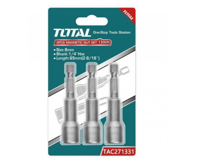 TOTAL - Set 3chei 13mm -1/4 hex - 65mm
