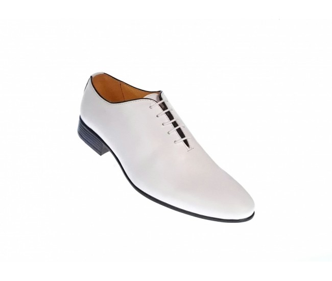 Pantofi barbati eleganti, albi, piele naturala, sireturi albe, SCORPION - 024TEST