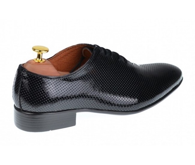 Pantofi barbati office, eleganti din piele naturala negru lucios 026NL