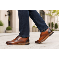 Marimea 40 Pantofi barbati casual din piele naturala Maro Cognac 1010MS