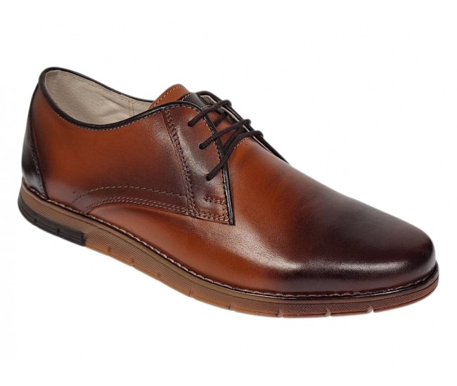 Marimea 40 Pantofi barbati casual din piele naturala Maro Cognac 1010MS
