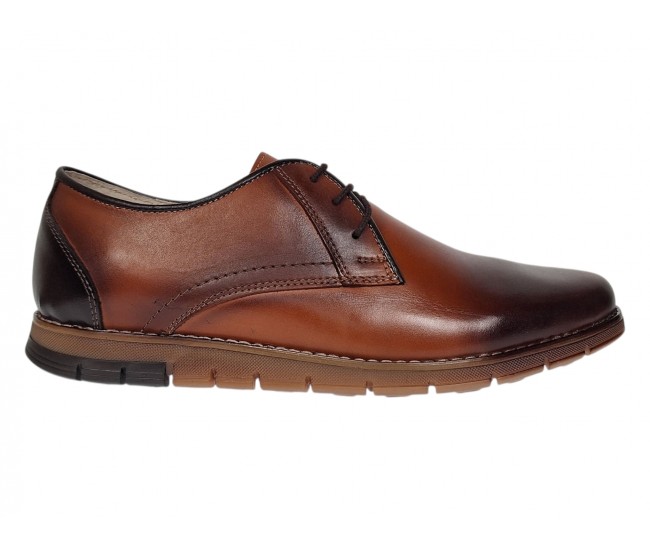 Marimea 40 Pantofi barbati casual din piele naturala Maro Cognac 1010MS