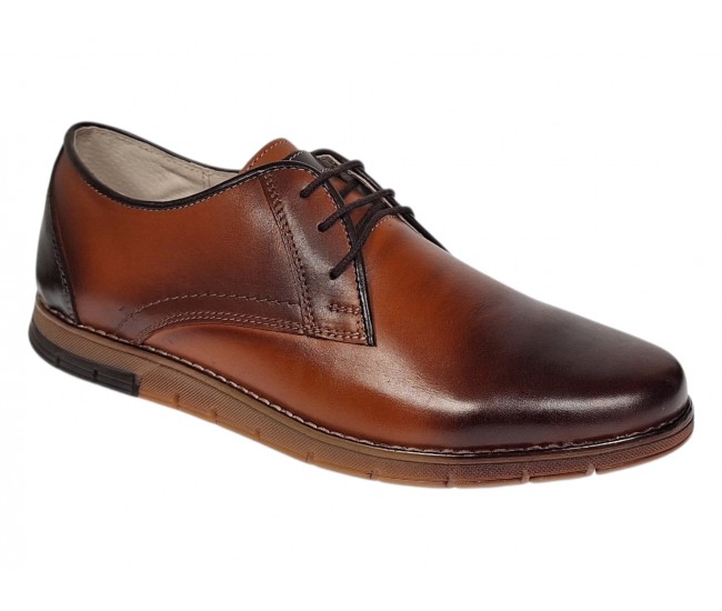 Marimea 40 Pantofi barbati casual din piele naturala Maro Cognac 1010MS