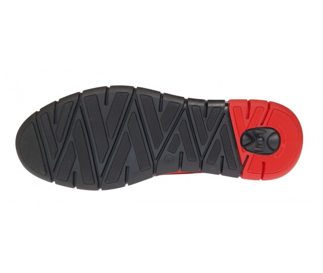Oferta marimea 41 Pantofi barbati casual din piele naturala intoarsa cu perforatii Rosu 1010RVEL