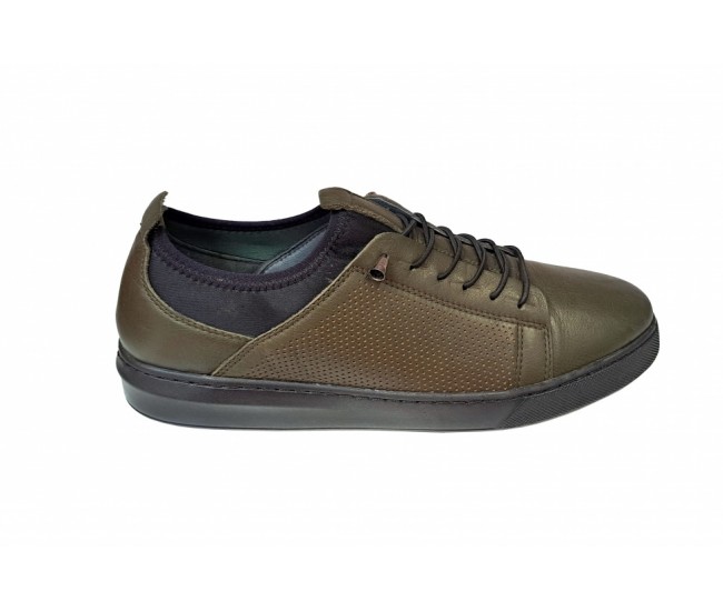 SNEAKERS BARBATI SPORT, PIELE NATURALA, CIUCALETI SHOES, 1019KAKI