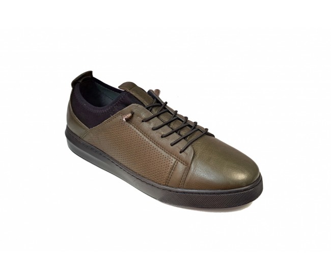 SNEAKERS BARBATI SPORT, PIELE NATURALA, CIUCALETI SHOES, 1019KAKI