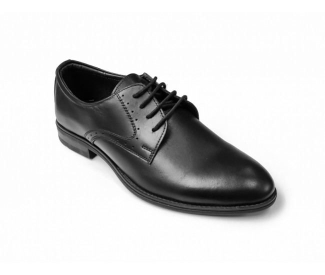 Pantofi barbati casual, negri, din piele naturala - 101NBOX