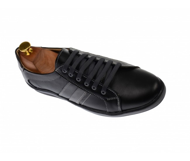 Tenisi barbati sport din piele naturala neagra - 1056SN Tenisi barbati sport din piele naturala neagra - 1056SN