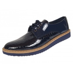 Marimea 37 Pantofi dama casual din piele naturala Croco Lac Bleumarin 140BLCR
