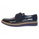 Marimea 37 Pantofi dama casual din piele naturala Croco Lac Bleumarin 140BLCR