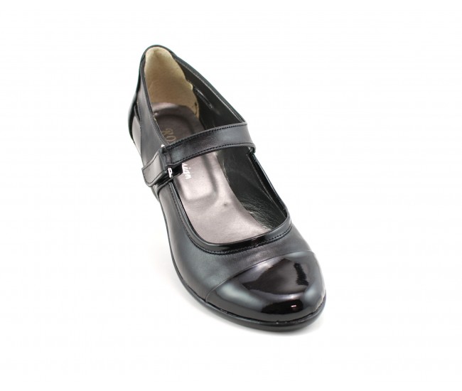 Pantofi dama piele naturala cu varf lacuit si arici, casual - Cod: P72N
