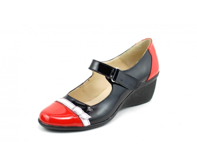 Pantofi dama casual din piele naturala cu platforme de 5 cm - P60RAN