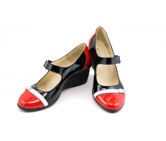 Pantofi dama casual din piele naturala cu platforme de 5 cm - P60RAN