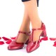 Pantofi dama rosii, eleganti din piele naturala toc 5cm - NAA50RLP