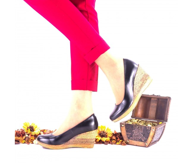 Pantofi dama casual din piele naturala cu platforme de 6cm NA170