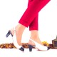 Pantofi dama eleganti din piele naturala ,nud cu bleumarin,toc 5cm - NAA20