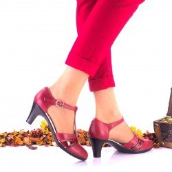 Pantofi dama din piele naturala rosu si piele naturala lacuita toc 7cm - NA173RPL