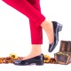 Pantofi dama casual din piele naturala, bleumarin indigo, croco - NA234CRI