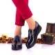 Pantofi dama negri, casual din piele naturala cu siret NA269