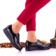 Pantofi dama negri, casual din piele naturala cu siret NA269