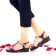 Sandale dama rosu si negru din piele naturala - NA274