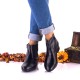 Botine dama negre din piele naturala cu elastic - NA275C