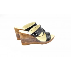 Saboti dama din piele naturala lacuita,toc 7cm - BVS3L