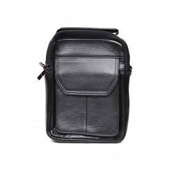 Borseta pentru barbati, de umar, din piele ecologica de culoare neagra - 7509N