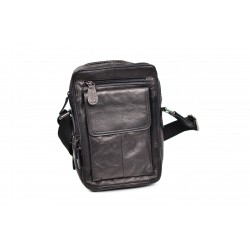 Borseta pentru barbati, de umar, din piele naturala, de neagra - CHS0562N