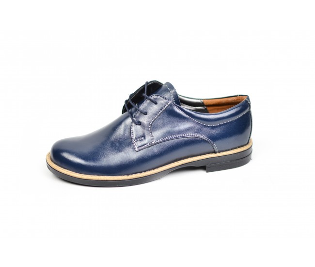 Pantofi dama eleganti casual din piele naturala, de culoare albastra - PBE434