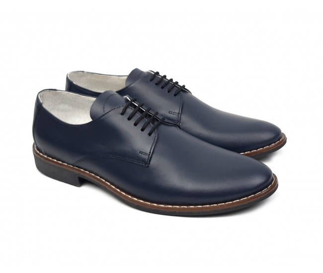 Pantofi barbati eleganti din piele naturala bleumarin NIC184BLMBOX