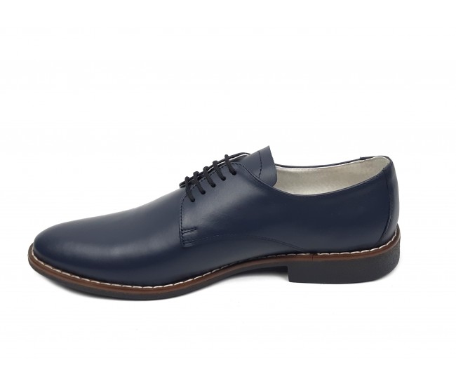 Pantofi barbati eleganti din piele naturala bleumarin NIC184BLMBOX