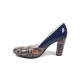Pantofi dama eleganti din piele naturala bleumarin cu imprimeu, toc 7cm - NAA8COLOR