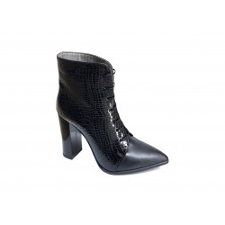 Ghete dama elegante negre din piele naturala croco si box - NA0123 Ghete dama elegante negre din piele naturala croco si box - NA0123