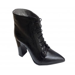 Ghete dama elegante negre din piele naturala croco si box - NA0123 Ghete dama elegante negre din piele naturala croco si box - NA0123