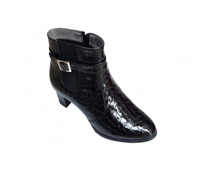 Ghete dama elegante negre din piele naturala croco - NA67CRN