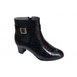 Ghete dama elegante negre din piele naturala croco - NA67CRN Ghete dama elegante negre din piele naturala croco - NA67CRN