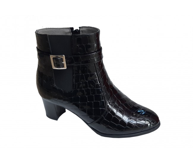 Ghete dama elegante negre din piele naturala croco - NA67CRN