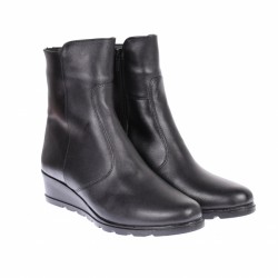 Ghete dama din piele naturala cu fermoar, imblanite Negru 156ORTO