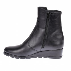 Ghete dama din piele naturala cu fermoar, imblanite Negru 156ORTO