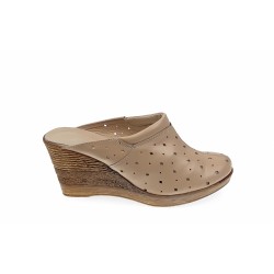 Saboti de vara Bej din piele naturala cu perforatii - Made in Romania TEABEJ