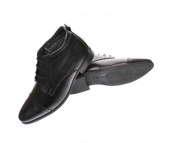 Pantofi barbatesti casual din piele naturala, negru - 2072NBOX