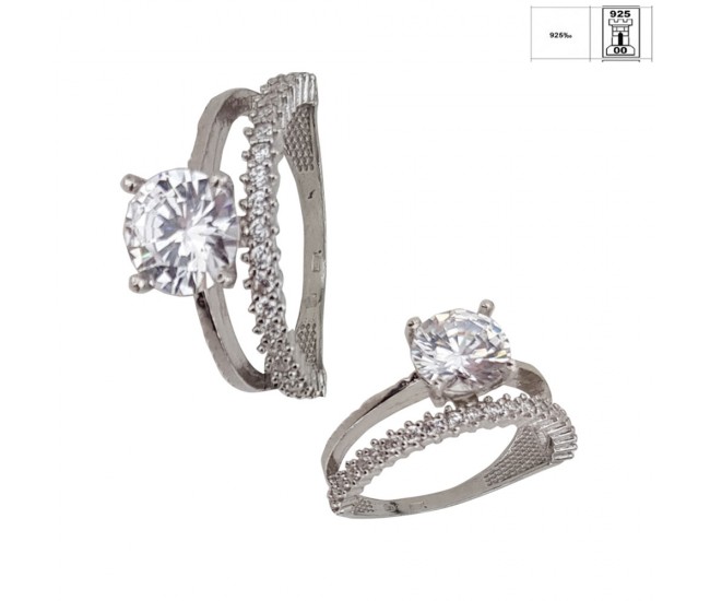 Inel argint 925 Reea cu zirconii, marimea 57