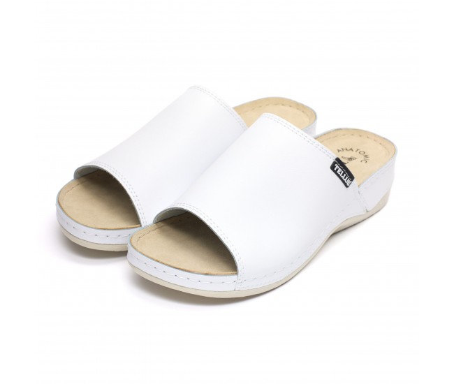 Papuci piele Tellus 25-51 Alb - 37