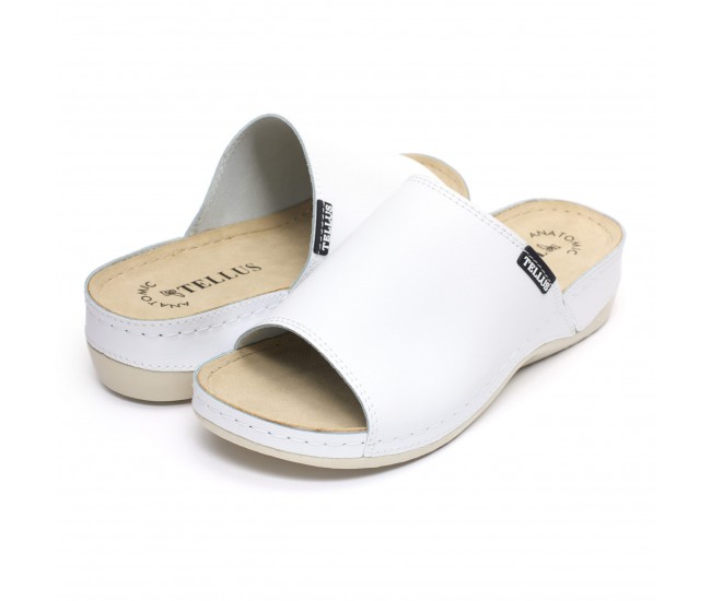 Papuci piele Tellus 25-51 Alb - 37