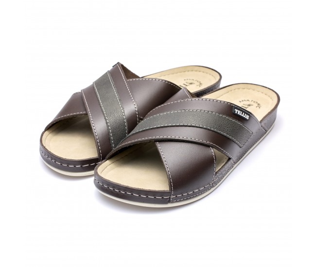 Papuci piele barbati Tellus 30-03