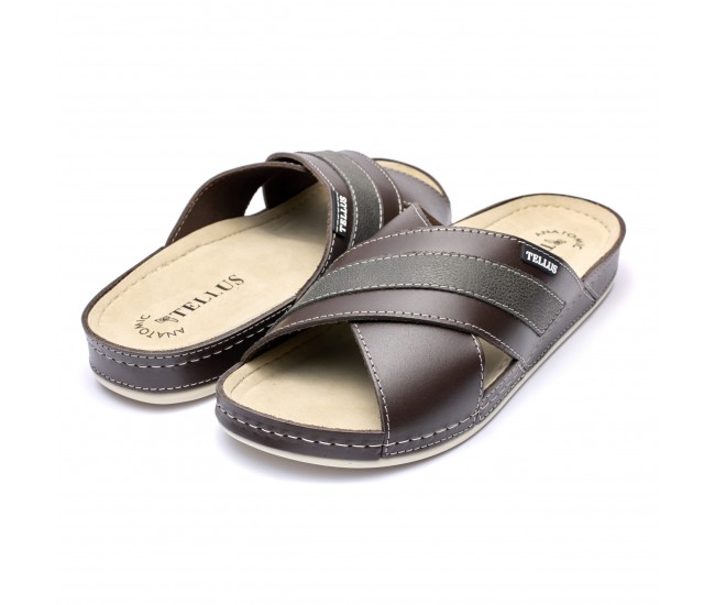 Papuci piele barbati Tellus 30-03